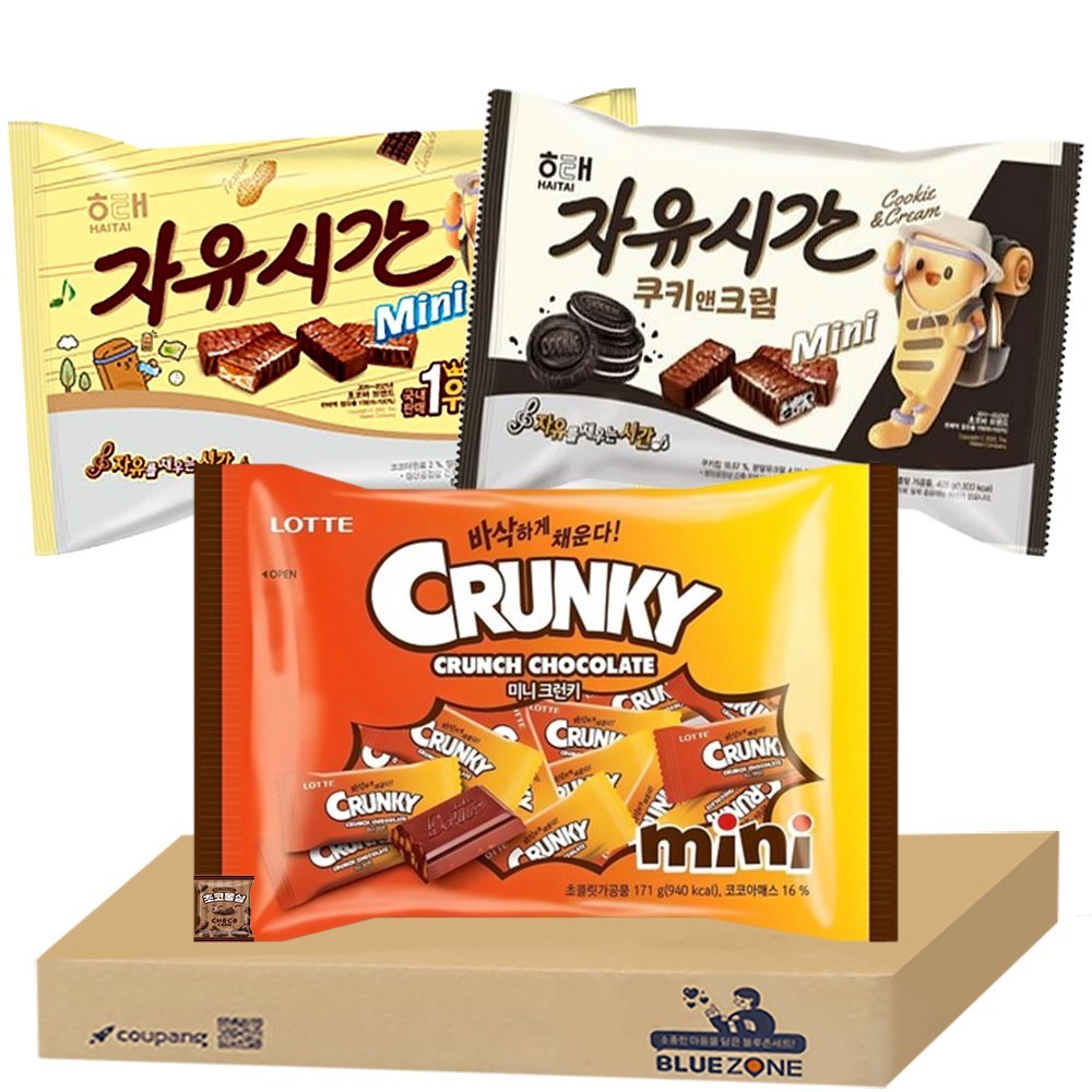 대용량 초코바 자유시간미니480g 자유시간쿠키앤크림400g 크런키미니171g, 1개 35,500원