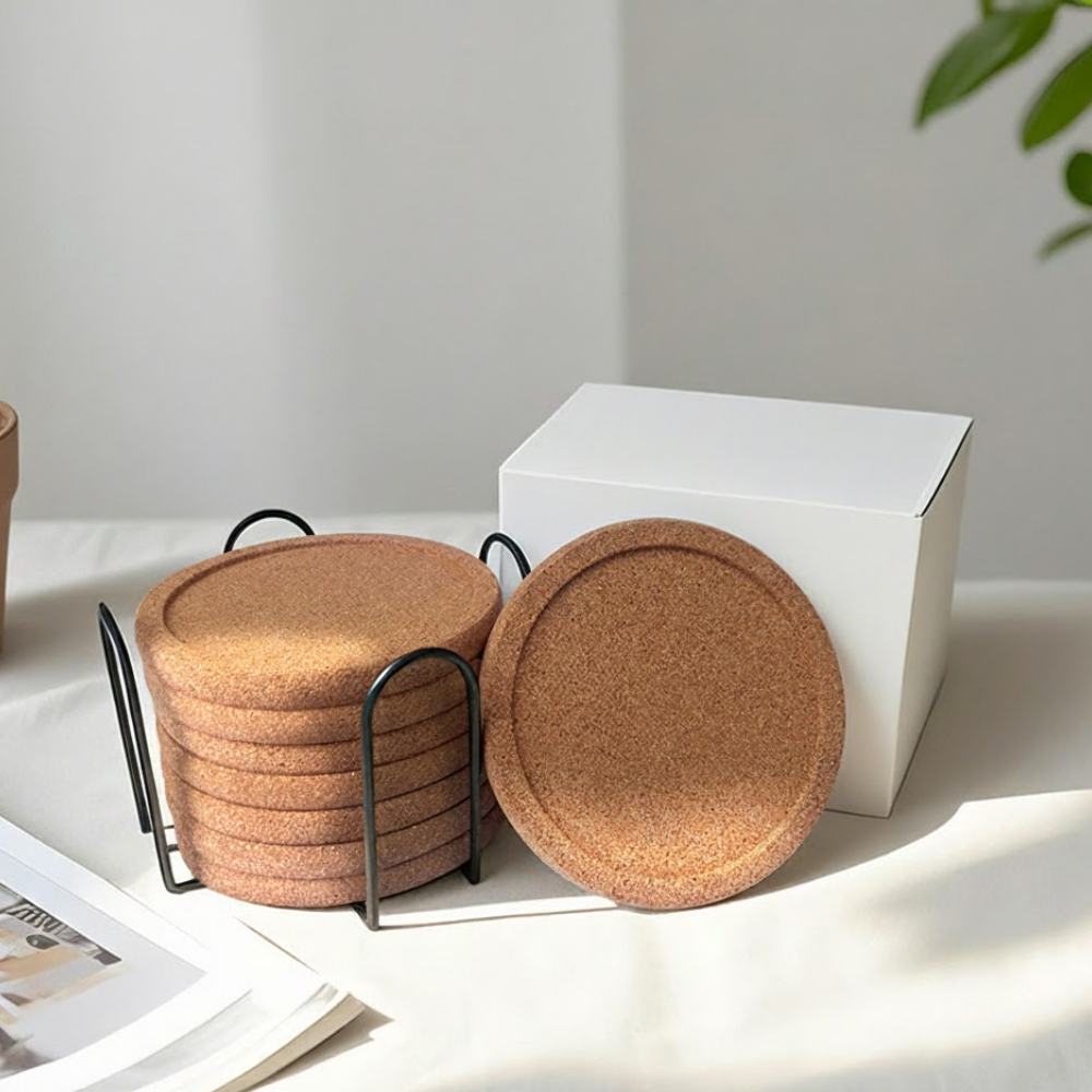 우택 코르크 컵 받침, 전용홀더 포함, 8개, 코르크, 현재가 18,700원