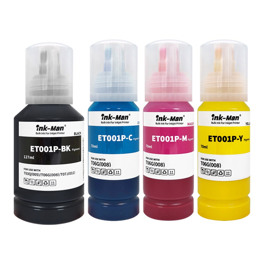 잉크맨 엡손 T06G 008 호환 무한 잉크 L6460 L6490 L6550 L6570 L11160 L15150 L15160 리필 충전용 안료 잉크, ET001P-BK/C/M/Y 4색 세트, 1개 27,900원