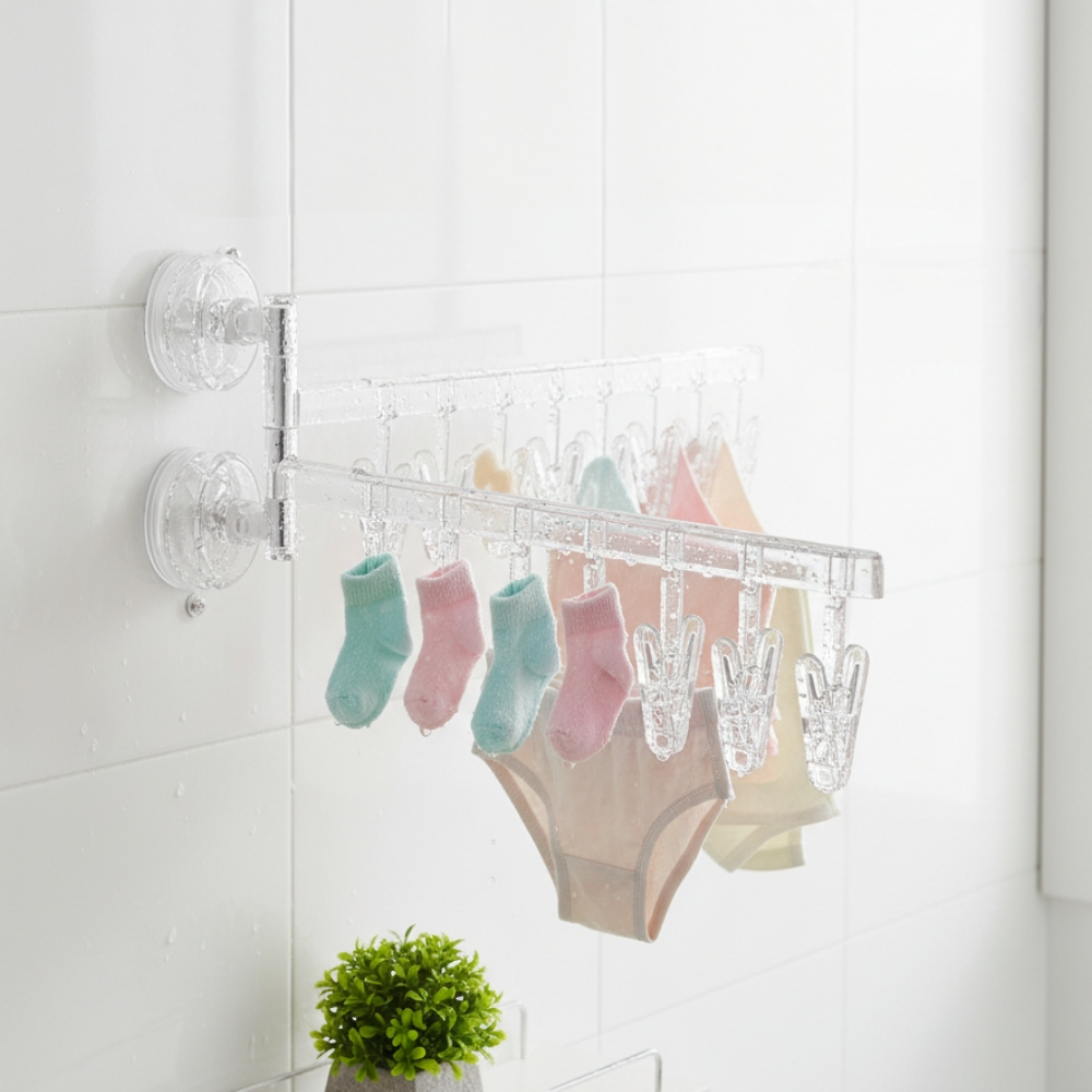 코판테라 공간활용 강력 흡착 무타공 빨래 건조대 집게형 14핀 5,500원