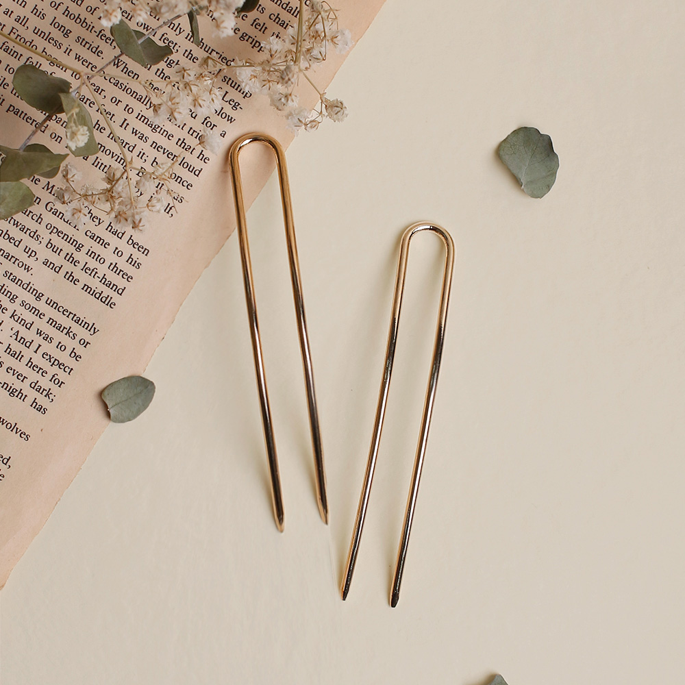 [2개1세트/초콜리트쥬얼리] 슬로우 슬림 메탈 유핀 10cm 헤어비녀 11,900원