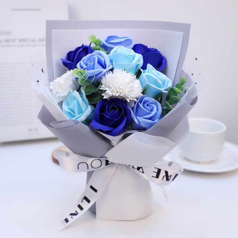 메이코 비누꽃 조화 뷰티 장미 꽃다발, 블루화이트, 1개 18,720원