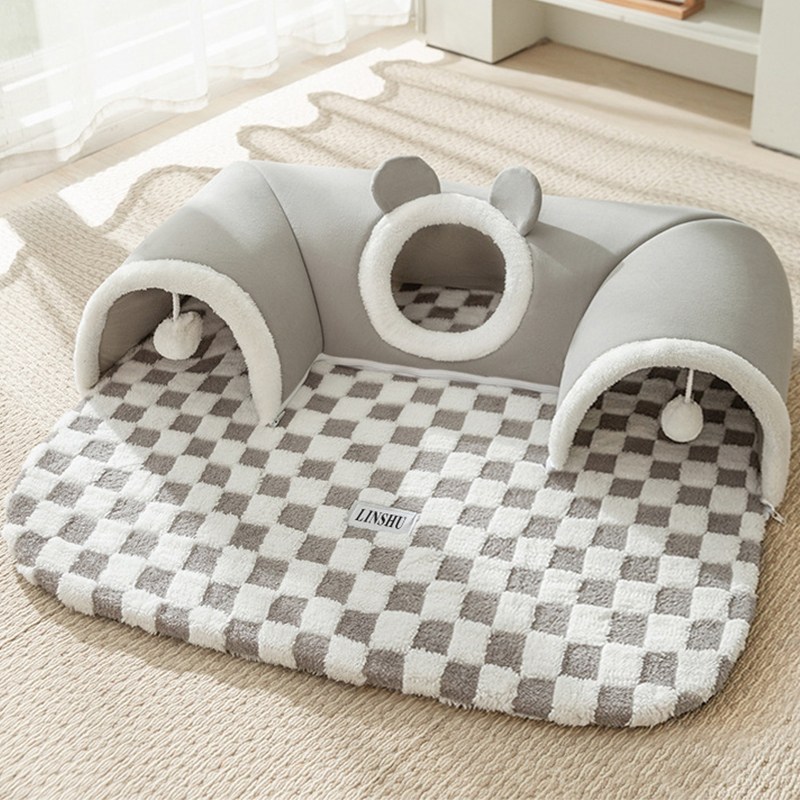 LINSHU 놀이 수면 2in1 고양이 터널 숨숨집 분리 가능 27,600원