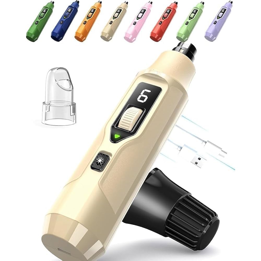 대형견 및 고양이를 위한 초조용 전기 애완동물 네일 트리머, 먼지 집진기, 한 손 속도 조절 기능을 갖춘 고양이용 야비프 7단 반려견 그라인더 u2013 트리머 63,600원