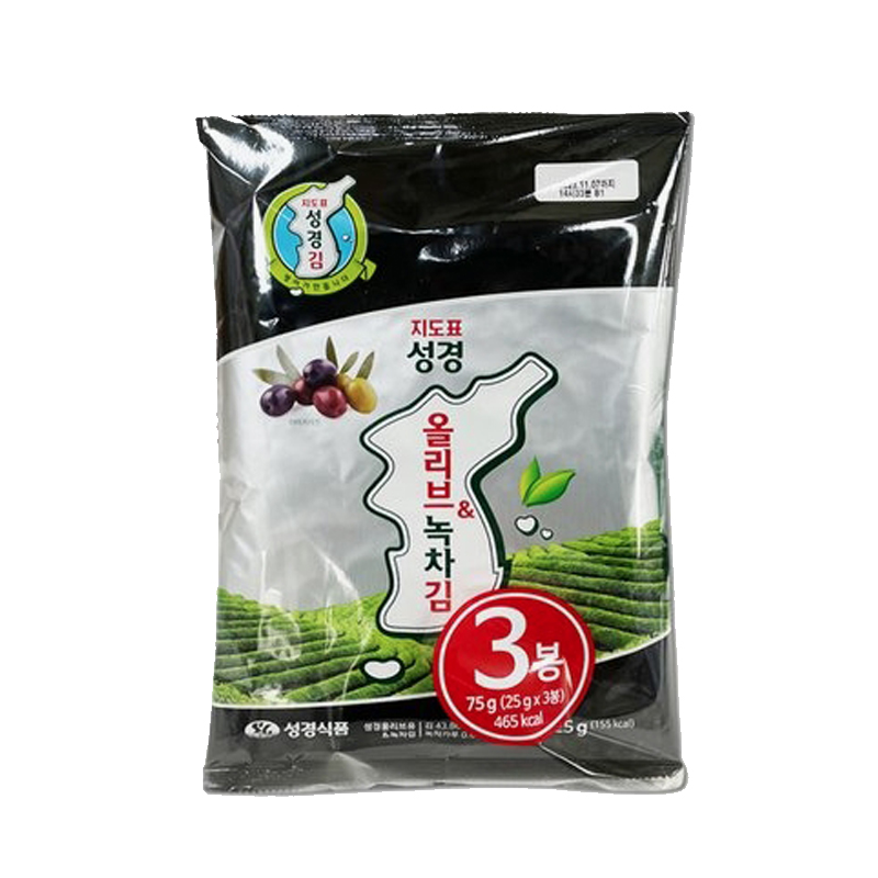 지도표 성경김 올리브 녹차 전장김 3번들 (25g x 3봉) 12개, 한박스 64,490원