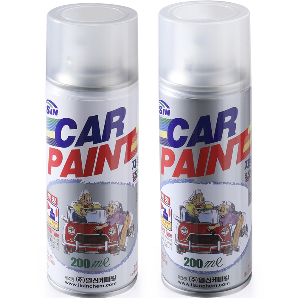 일신 스프레이 칼라페인트 + 마감용투명 카페인트 세트 200ml 쉐보레, 펄블랙 87U 105, 1세트 13,560원