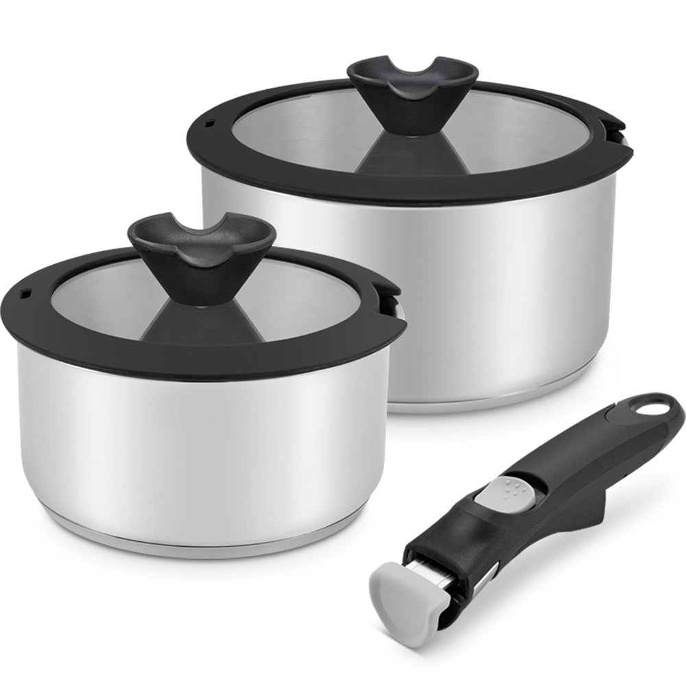 데이세븐 인덕션 솔트 멀티냄비 세트 5개, 혼합색상, 매직손잡이 + 냄비 16cm + 냄비 20cm + 유리뚜껑 16cm + 유리뚜껑 20cm, 1개 49,900원