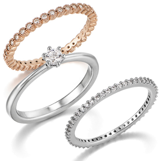 [엘르주얼리] 14K GP 럭셔리 콤비 레이어드 링 3종 ELBRWR109 22,900원