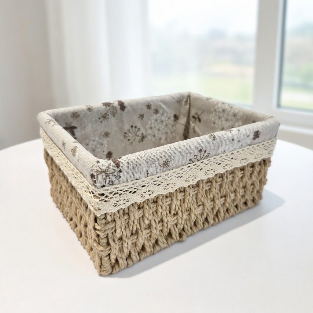 라타니에 라탄 바구니+리넨커버 세트, 내추럴베이지 4,230원