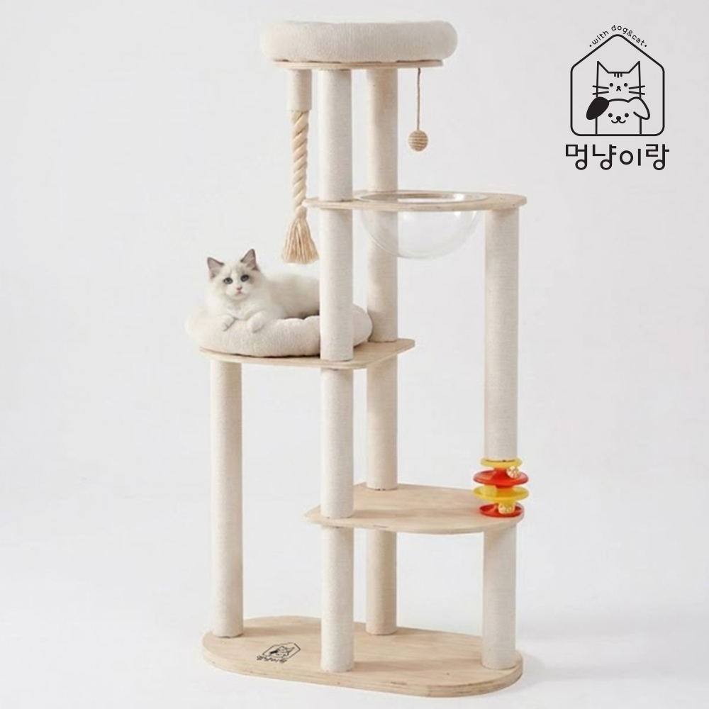 멍냥이랑 원목 캣타워 캣폴 스크래쳐, 1개, 몽실몽실 구름 캣타워 129,000원