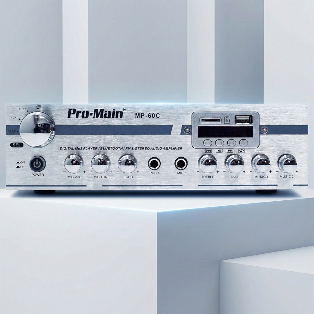 블루투스 200W 2채널 매장용 미니 앰프, MP-60C (실버), 혼합색상 70,000원
