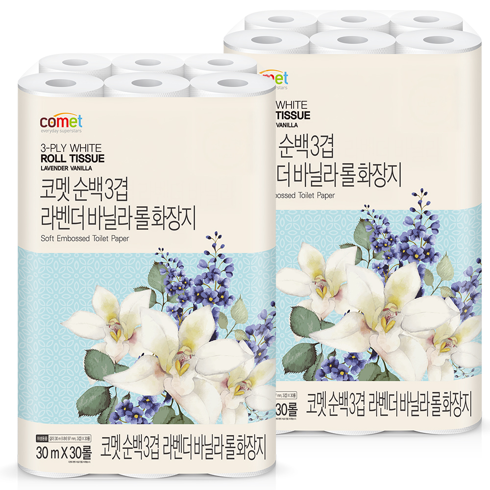 코멧 순백 3겹 라벤더 바닐라 롤화장지, 30m, 30개입, 2개 20,990원