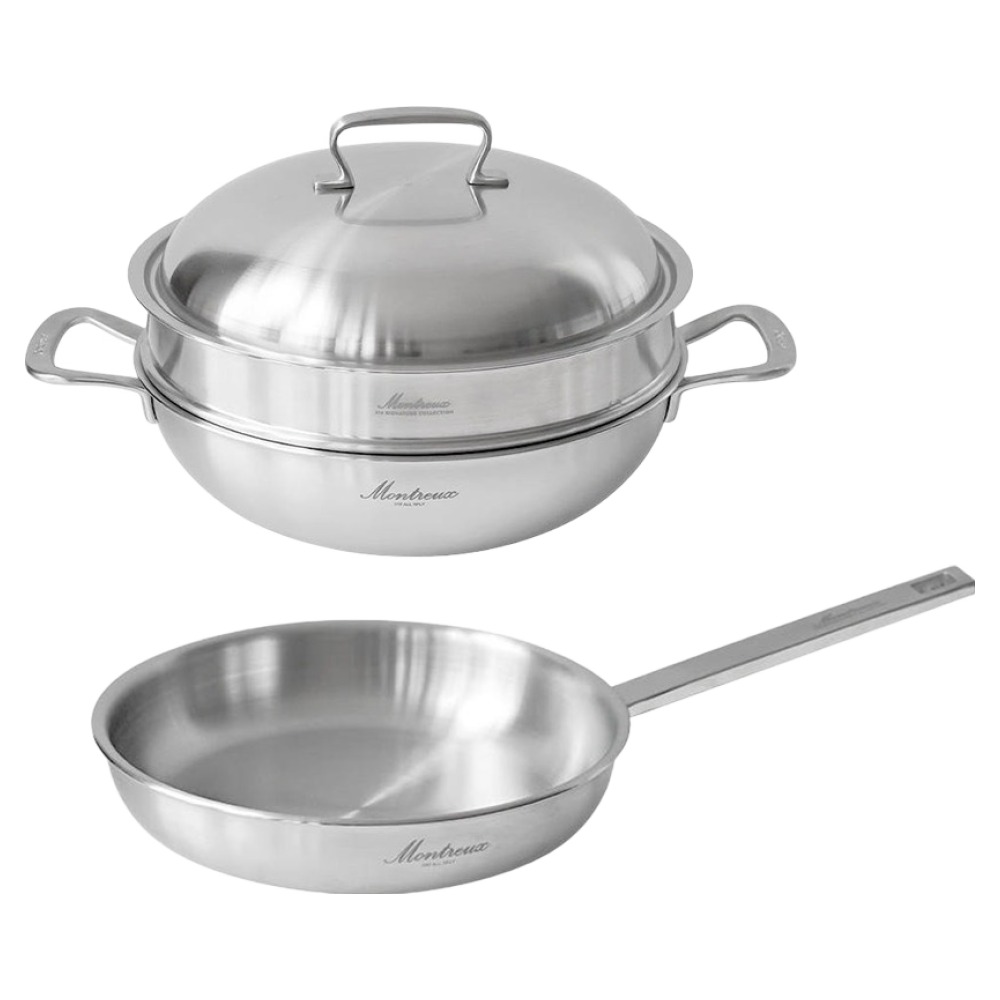 몬트렉스 한일스텐레스 인덕션 몬트렉스 316 통 5중 궁중찜기 28cm + 스텐 프라이팬 24cm 세트 340,100원