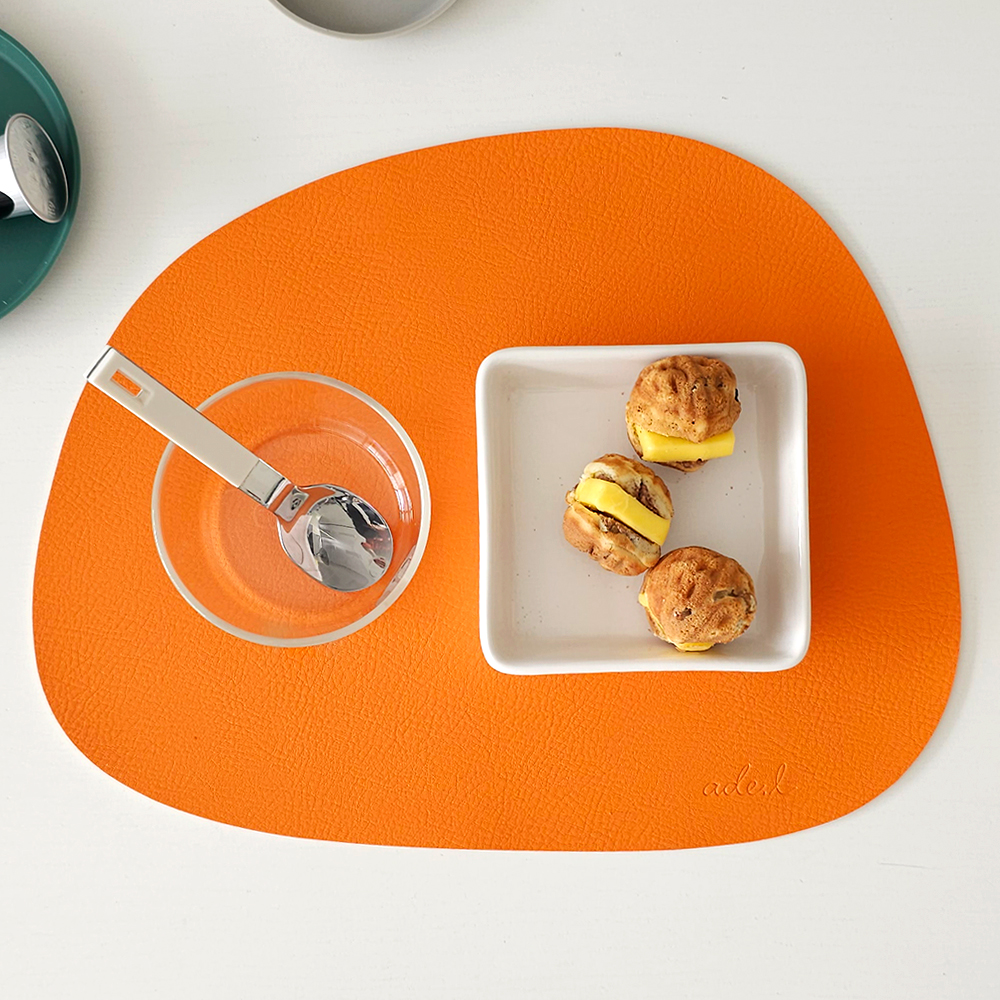 에이드엘 스톤 레더 미니 테이블 매트, 오렌지, 324 x 250 mm, 2개 9,900원