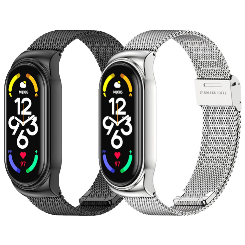 이너스 샤오미 미밴드7 호환 스테인레스 밀레니즈루프 메탈 케이스 스트랩, 실버, 1개 9,500원