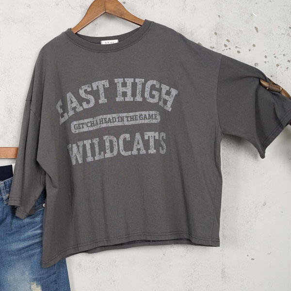 여성 와일드캣츠 박시 워싱 라운드넥 7부티 14,000원