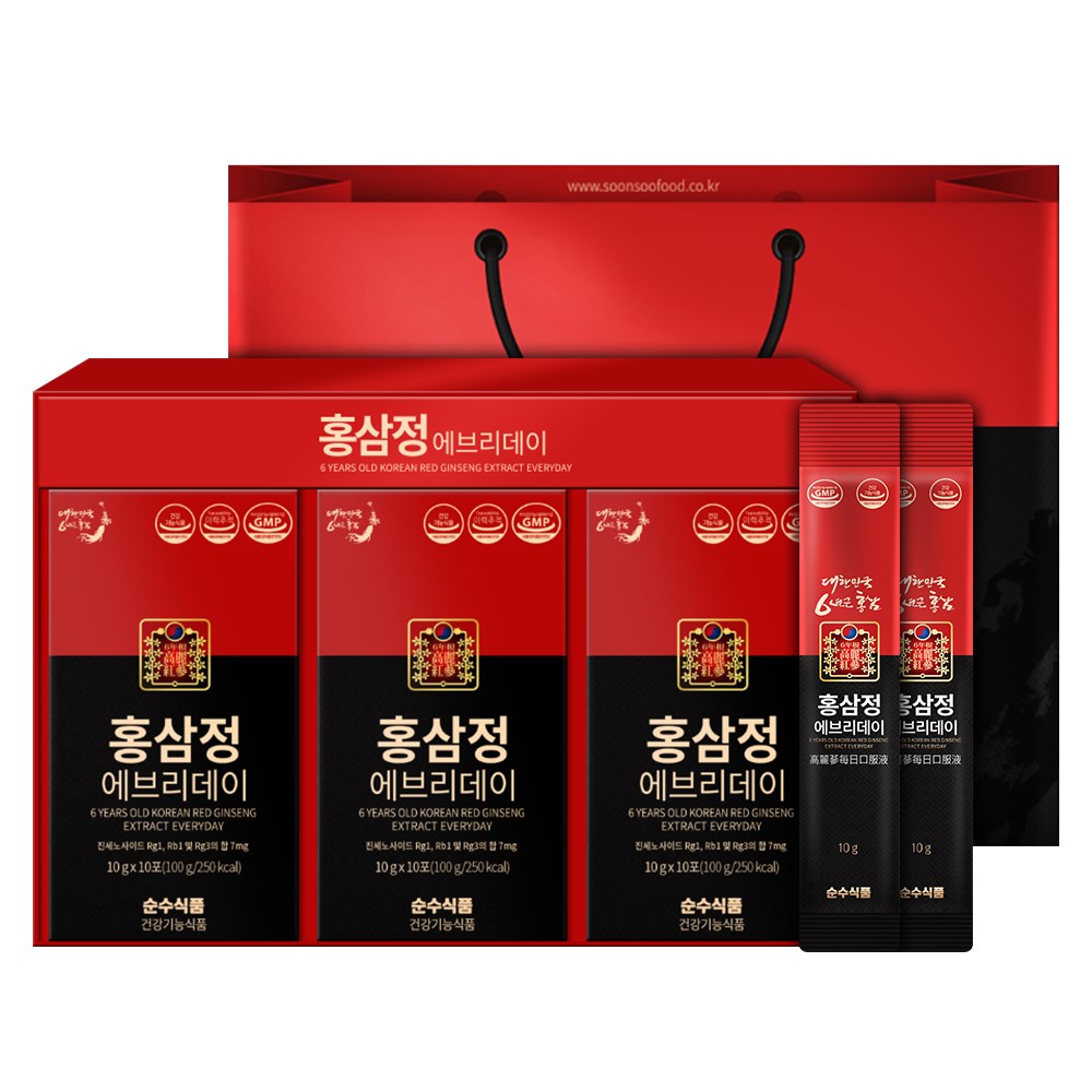 순수식품 6년근 홍삼정 홍삼 스틱 1박스(30포)+쇼핑백 면역력 24,990원