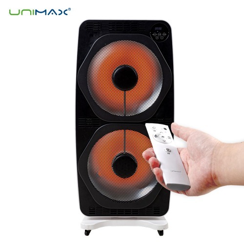 유니맥스 A.I 하이라이트 2구 리모컨 이동식 히터 가정용 사무실 온풍기 난방기 온열기 전기난로 타이머 풍속조절 366,000원