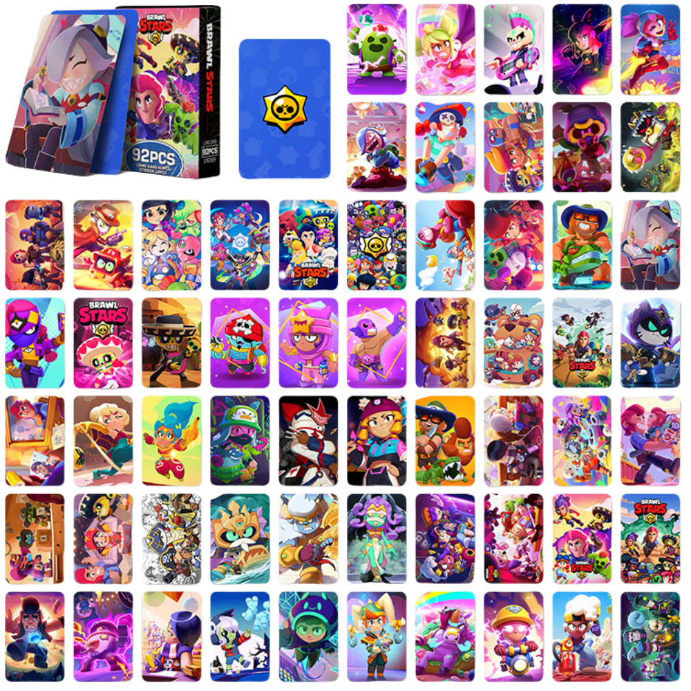 브롤 스타즈 굿즈 LOMO 일러스트 포카 60pcs + 미니 스티커 32pcs 호환, 브롤스타즈 92pcs 8,800원