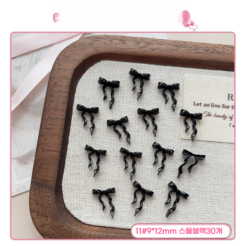 샵글로벌 3D 주얼리 카빙 리본 네일파츠 네일스티커 입체 대소(블랙 화이트 혼합) 각30개입, 1개, 블랙소30개 4,900원