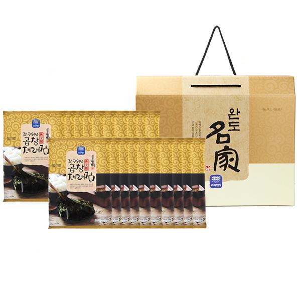 완도명가 갓구워낸 곱창재래김(무조미)선물세트2호(5매x20봉), 단품, 20개 49,900원