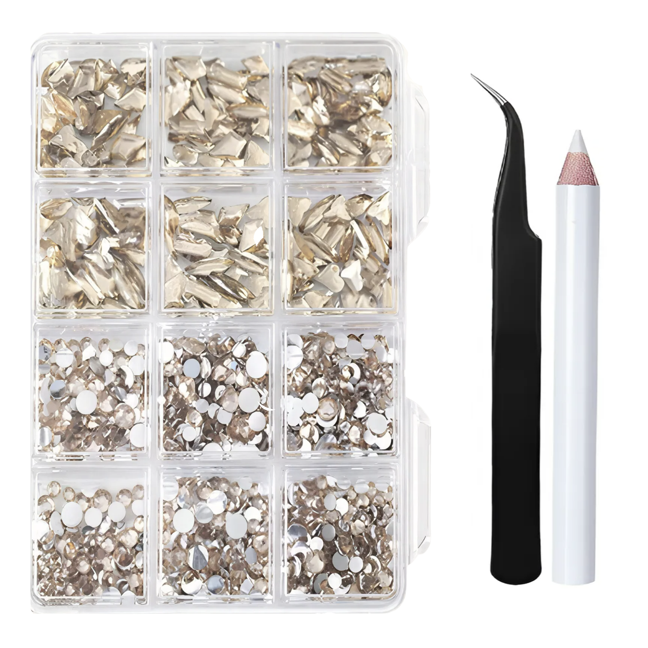 마이뷰티 대용량 셀프 보석 네일 파츠 세트, 1개, 골드파츠+스톤피커+네일핀셋 14,800원