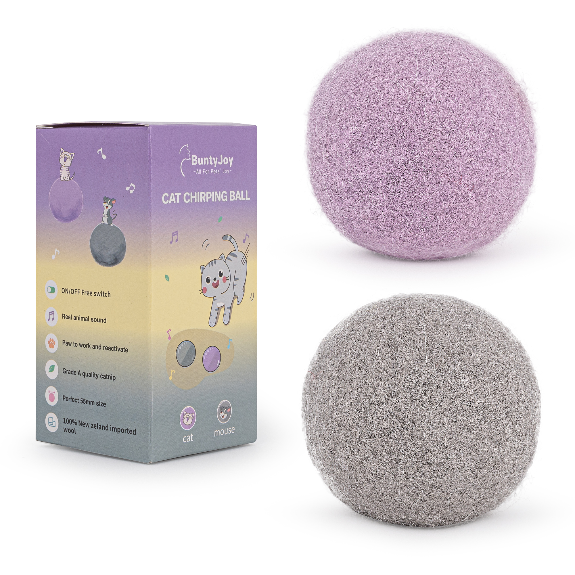 메일켓 고양이 장난감 처핑볼 둥근 공 2종세트, 바이올렛+그레이, 1세트 11,900원