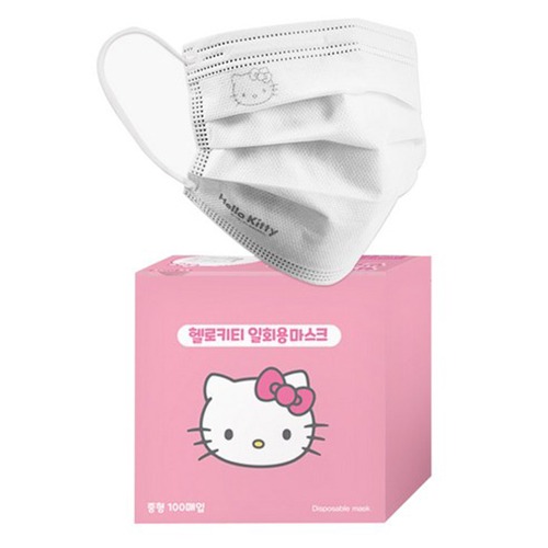 다자락 산리오친구들 헬로키티 화이트 일회용 마스크 중형 100매 CS 28,100원