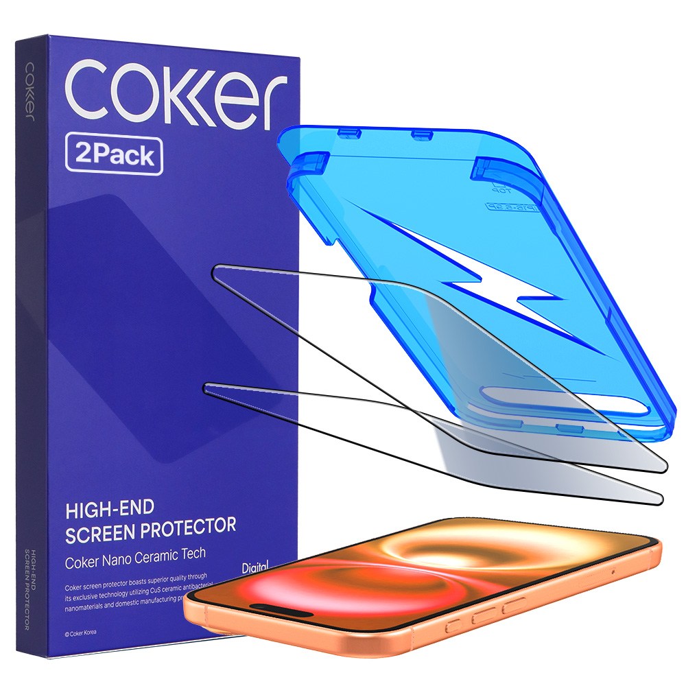 코커 1초부착 원터치 아이폰17 실크글라스 강화유리 액정보호필름, 2개 24,400원