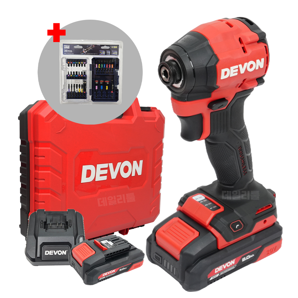 데본 20V 컴팩트 임팩 드라이버 2.0배터리 2팩 세트 소형 전동드릴 5768, 1개 205,000원