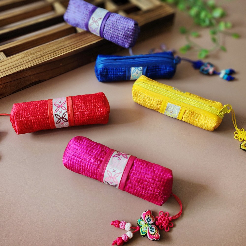 한국민예 도장지갑 전통 띠 무늬 파우치 외국인선물 답례품, 파랑, 1개 2,000원