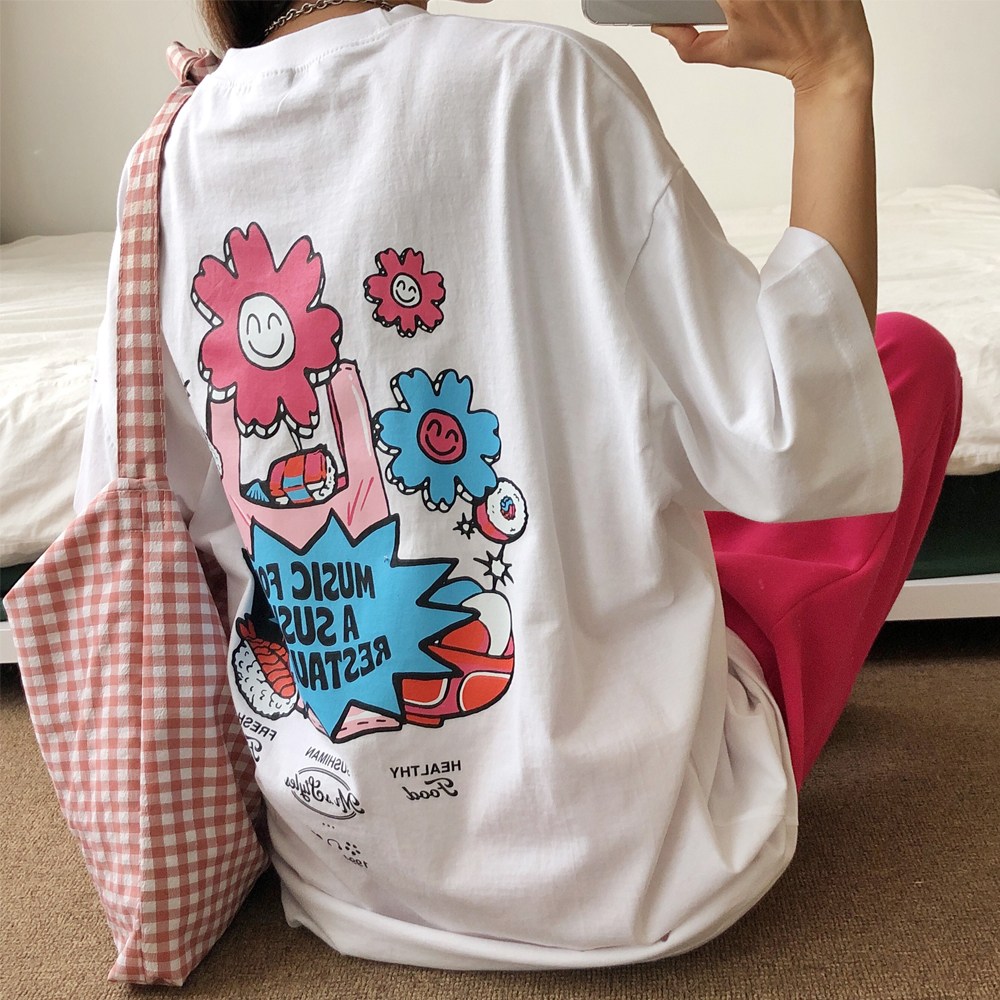 러브앤시티 국내생산 남녀공용 플라워스마일 반팔티 오버핏 티셔츠 박스티 빅사이즈 면티 19,910원