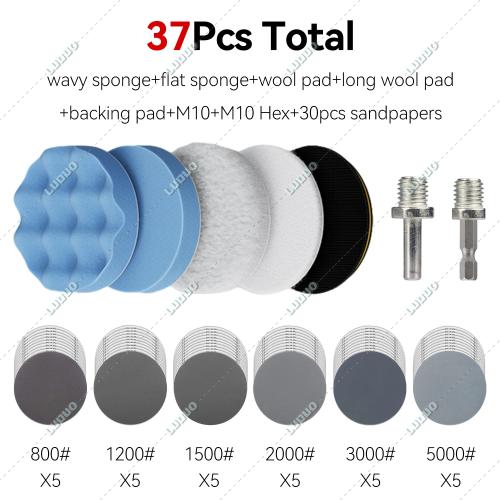 자동차 디테일링 연마 디스크 왁싱 스폰지 패드 키트 M10 드릴 어댑터 연마기 헤드라이트 복원용 사포 3 인치 35,840원