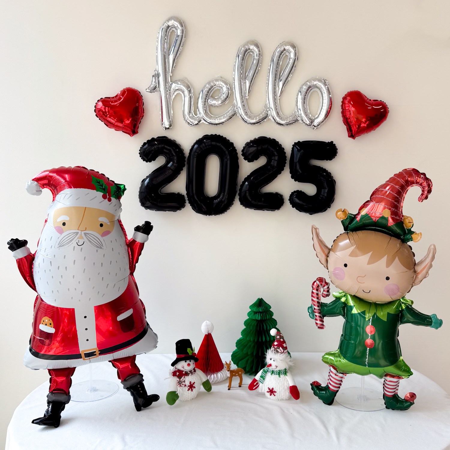 쏙쏙마켓 헬로 2025 산타와 요정 풍선 장식 세트 새해 크리스마스, 블랙 세트 17,500원