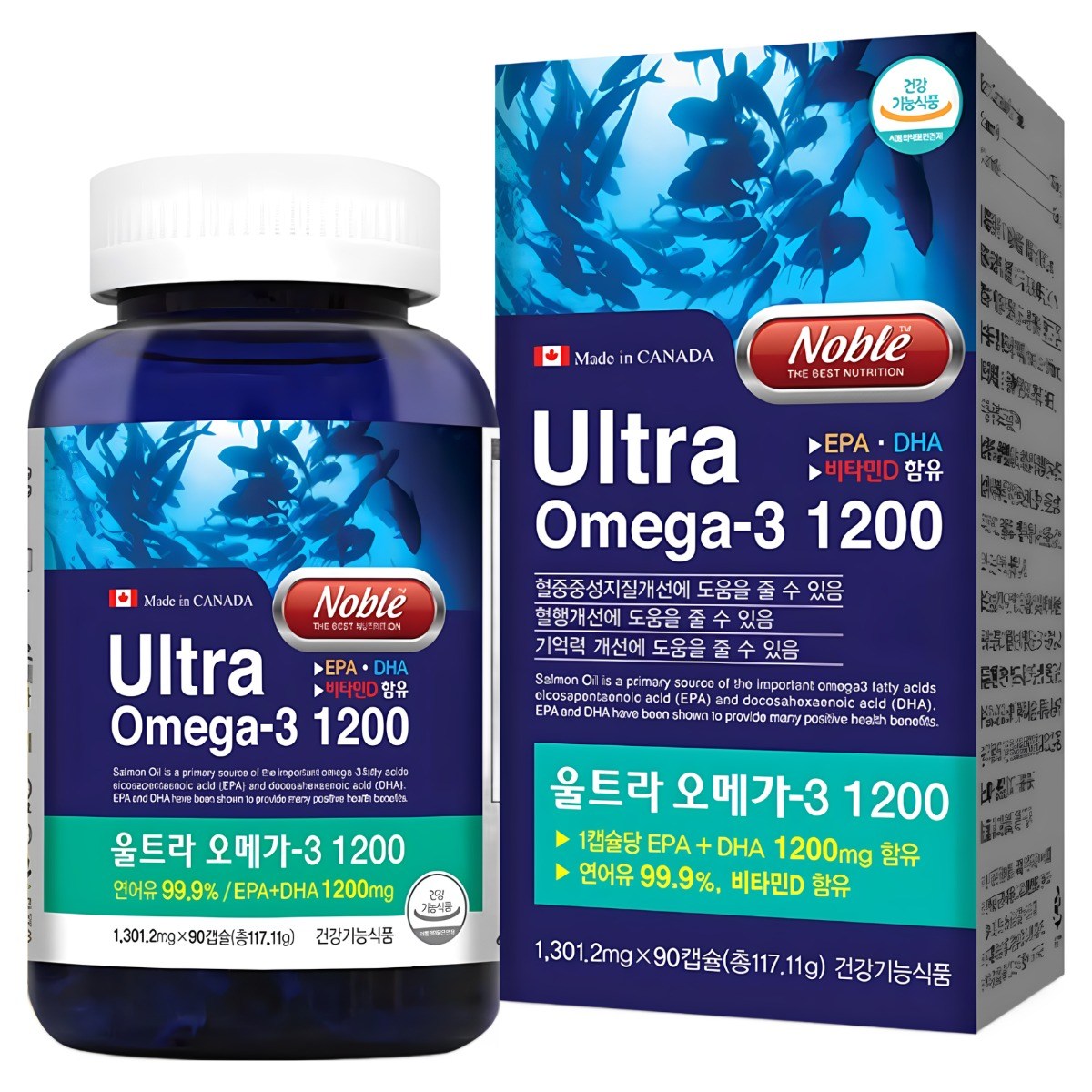 식약처 인증 캐나다산 울트라 오메가 쓰리 1200mg EPA DHA 남자 여자 효능 혈행 건강, 90정, 3개 98,000원
