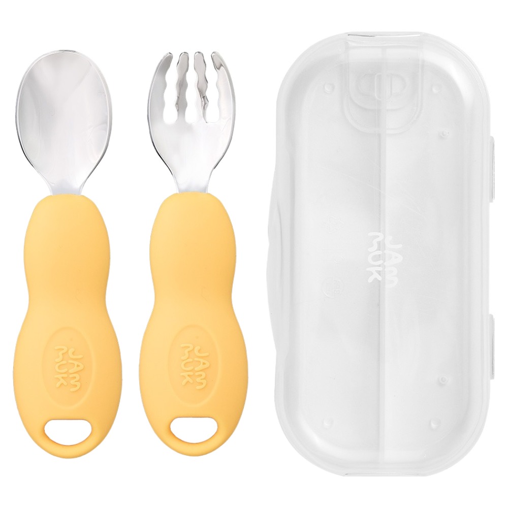 잼먹 유아용 스텐소재 자기주도 이유식 스푼 + 포크 + 케이스 세트 17,860원