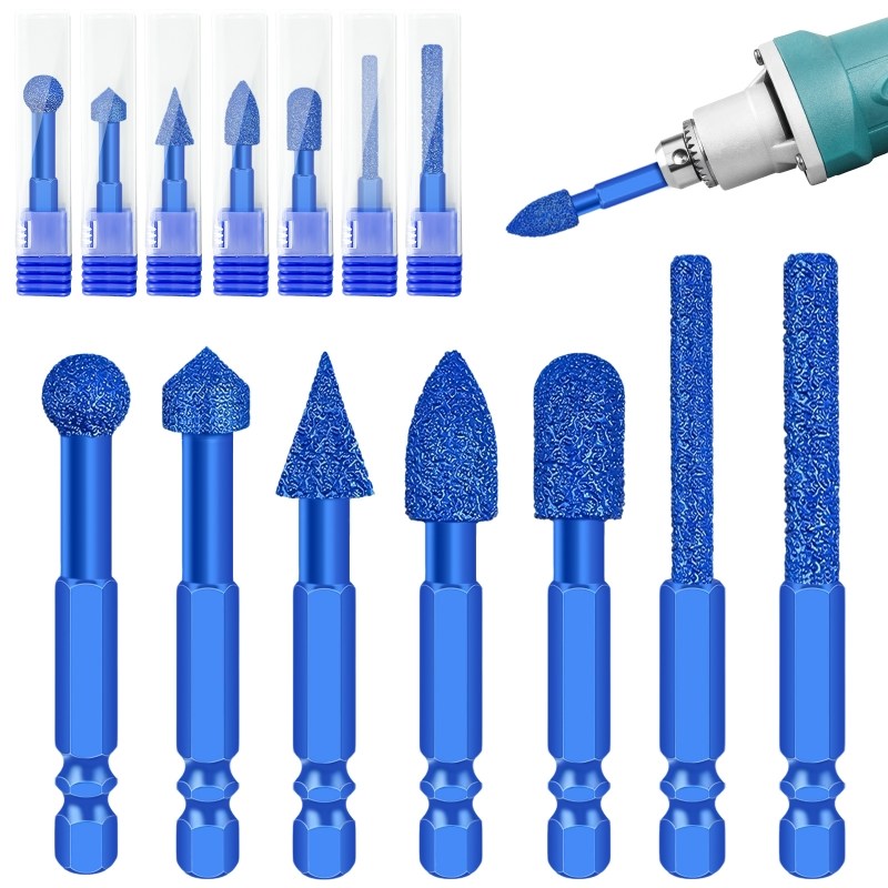 7 조각 다이아몬드 그라인더 버 비트 세트, 석재 목재 세라믹 금속 유리 조각, 조각, 연마, 드릴링, 샌딩을위한 1/4''샤프트가있는 금속 밀링 핀 세트 14,790원