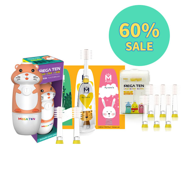 [메가텐칫솔세트] 동물캐릭터소닉 음파전동칫솔 유치원등원용 풀옵션패키지 (지퍼백포장), 햄스터, 48개월미만, 1세트 60,000원