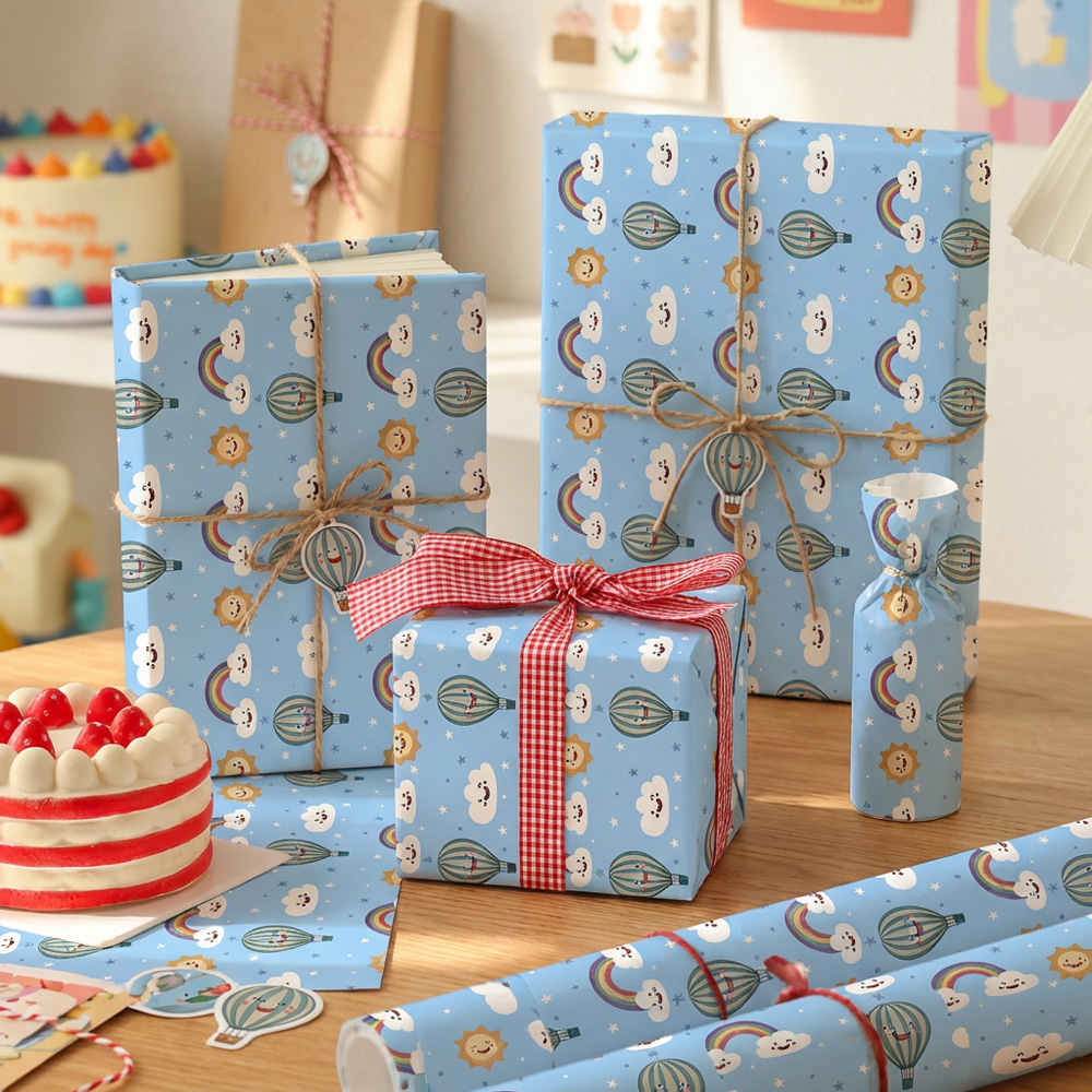 리드홈 생일선물 롤 포장지 70 x 100 cm 3p + 양면 테이프 세트, 05 햇님무지개, 1세트 5,900원