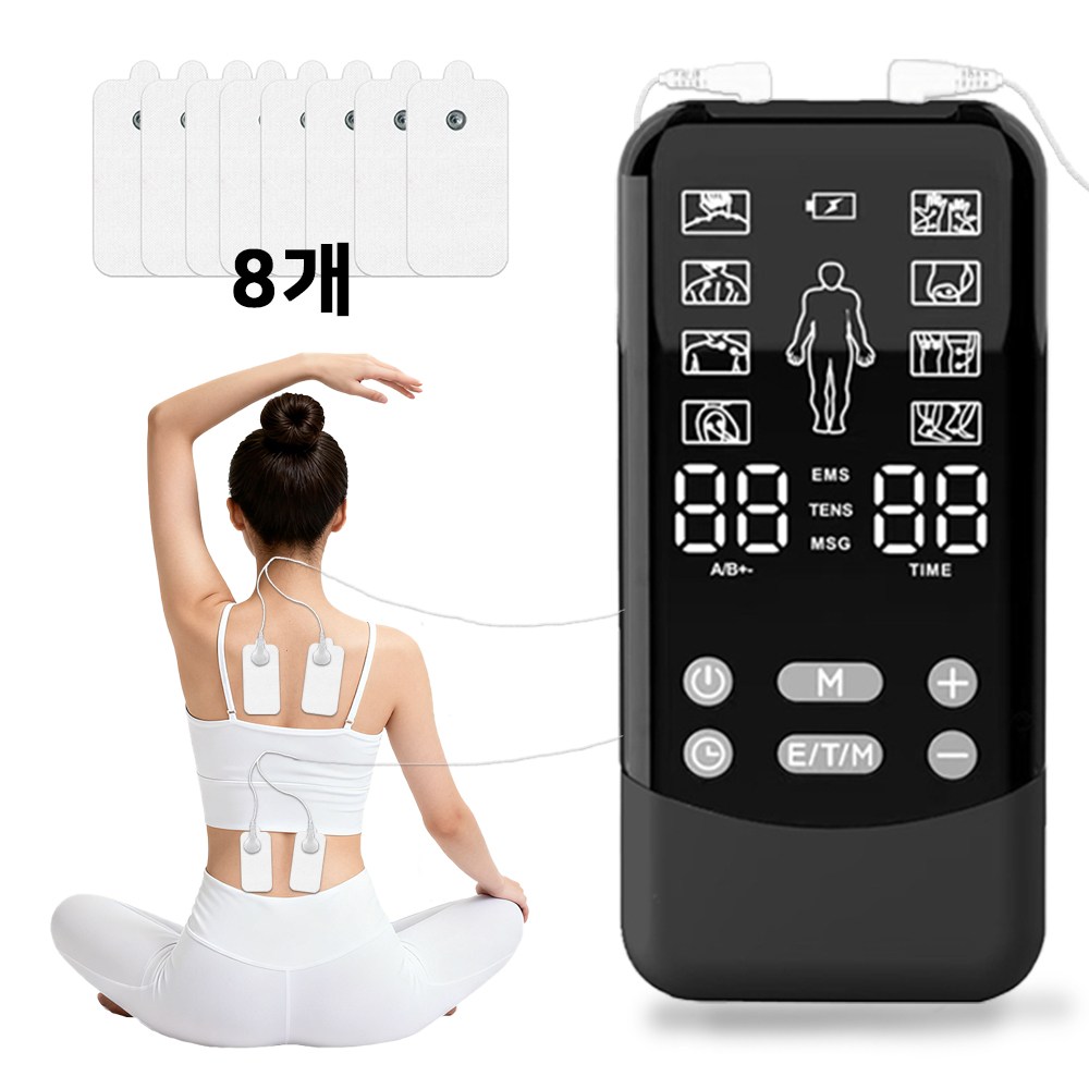 AOX 저주파 마사지기 EMS 마사지기 듀얼 채널 전신 마사지 발 종아리 다리 어깨 TENS 마사지 겔패드 8매 증정, 블랙, H022 22,800원