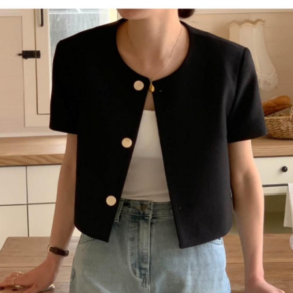 여성 의류 아우터 여름 3컬러 노카라 라운드 세미크롭 자켓 TDB-NM-0007 65,300원