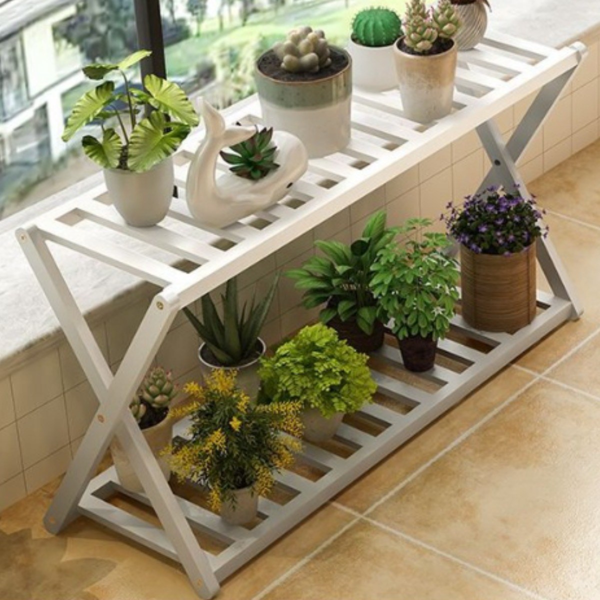 시오 다육이선반 화분스탠드 3단원목 선반 베란다 난간 화분 걸이대 진열대 원목다육이 대형정리대 18,500원