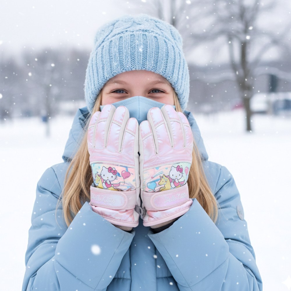 산리오 헬로키티 아동스키장갑 어린이 초등 키즈 방한 눈썰매 스노우보드 생활방수 겨울 패딩 두꺼운 따뜻한 겨울용 손가락 장갑 조카 크리스마스 선물, 현재가 15,900원
