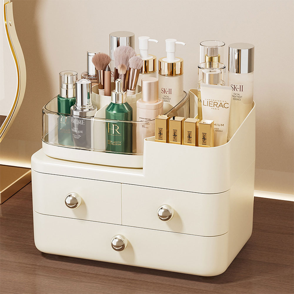 우이지아 회전식 화장품 정리대 다용도 화장품수납 정리함, 1개, 소프트 아이보리 25,500원