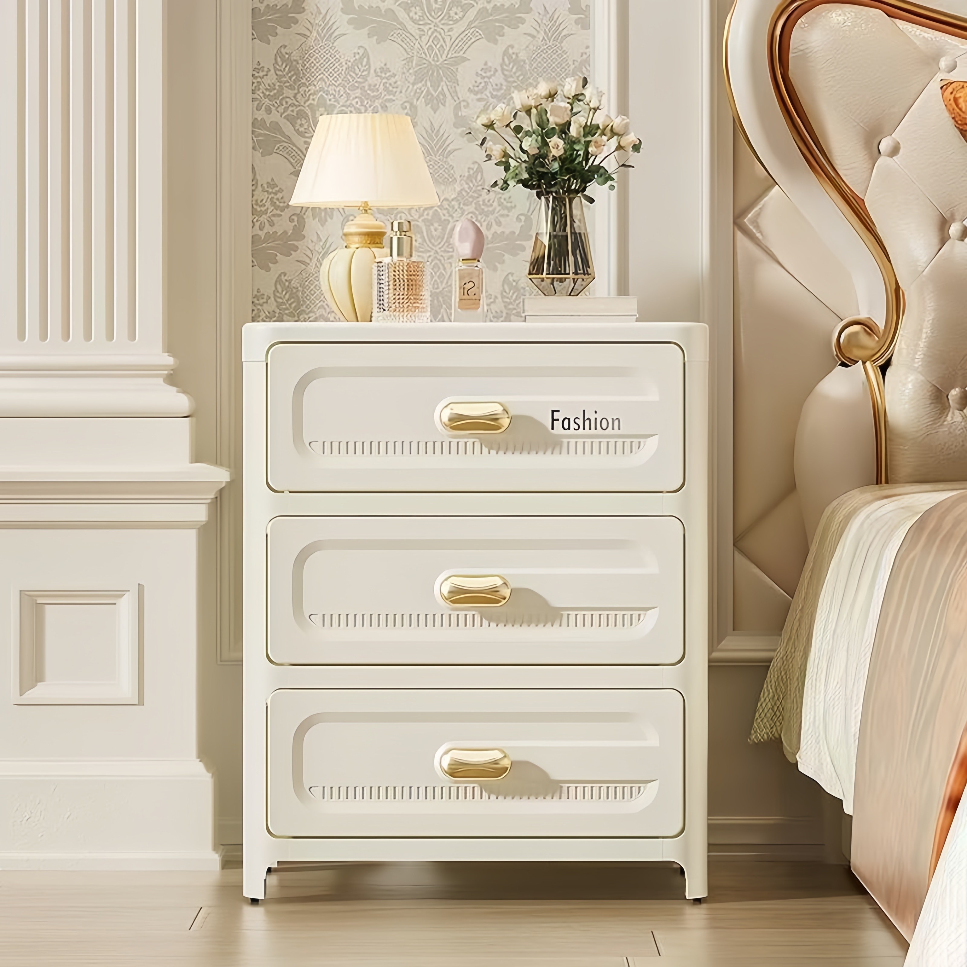 Serendipity Bloom  서랍장  크림 톤 이동식 수납장  다기능 수납함 H158-026 28,500원