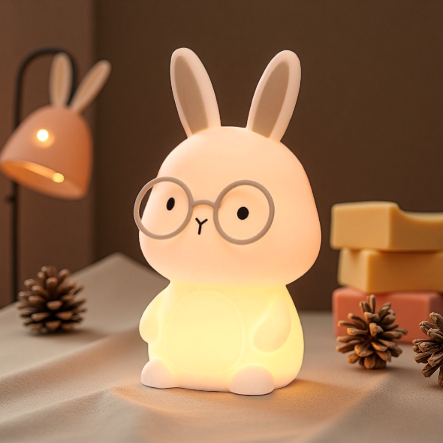 토끼 무드등 실리콘 수유등 타이머 취침등 컬러 조명, 그레이안경 16,900원