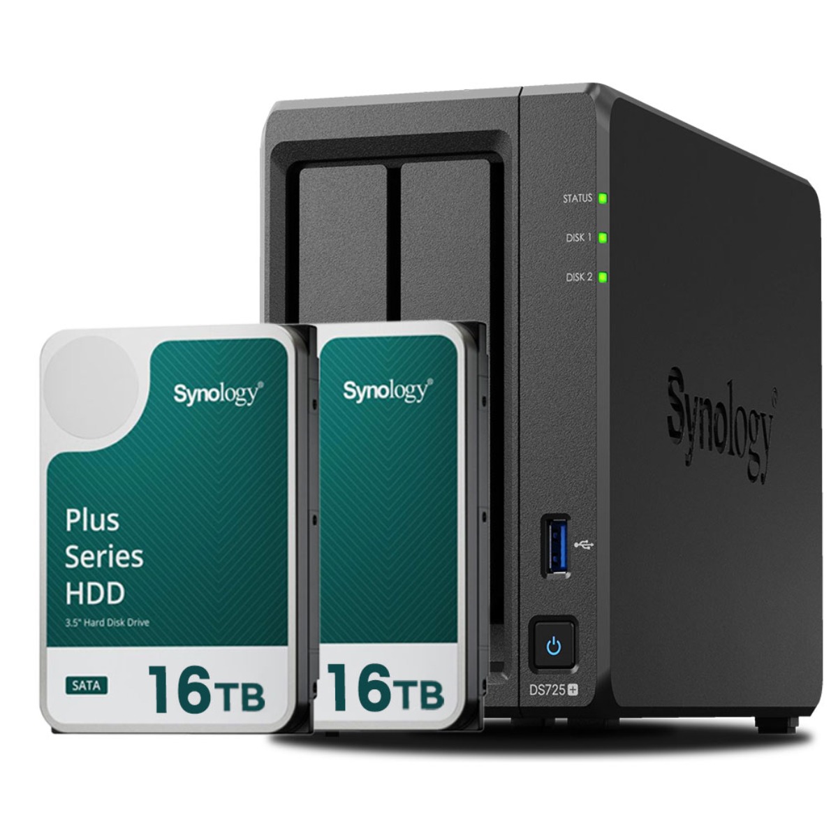 [ 시놀로지 공식총판 ] 시놀로지 나스 DS725+2bay [32TB]HAT3310-16TBX2EA 합본 기업용 NAS 2,242,000원