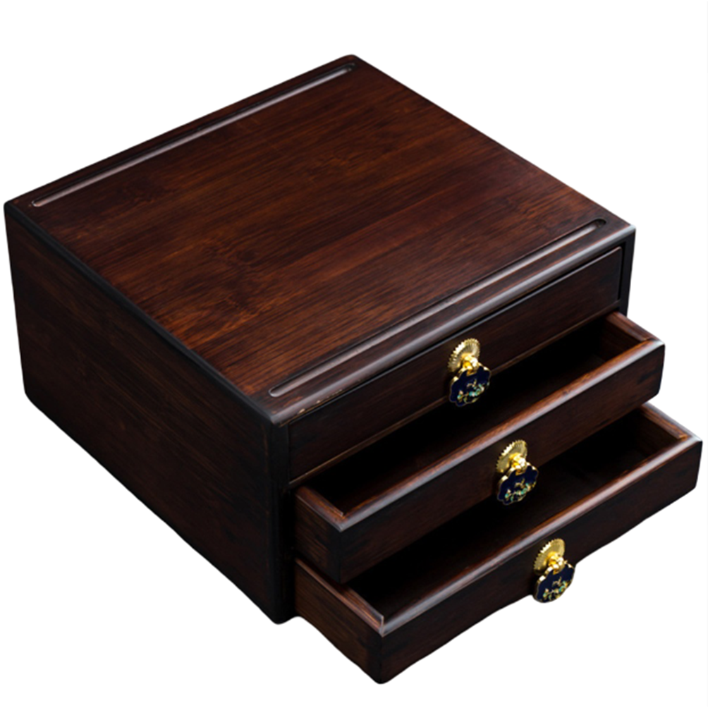 데스크테리어 원목 미니서랍장 3단 슬라이딩수납함, 1개, 다크 브라운 79,500원