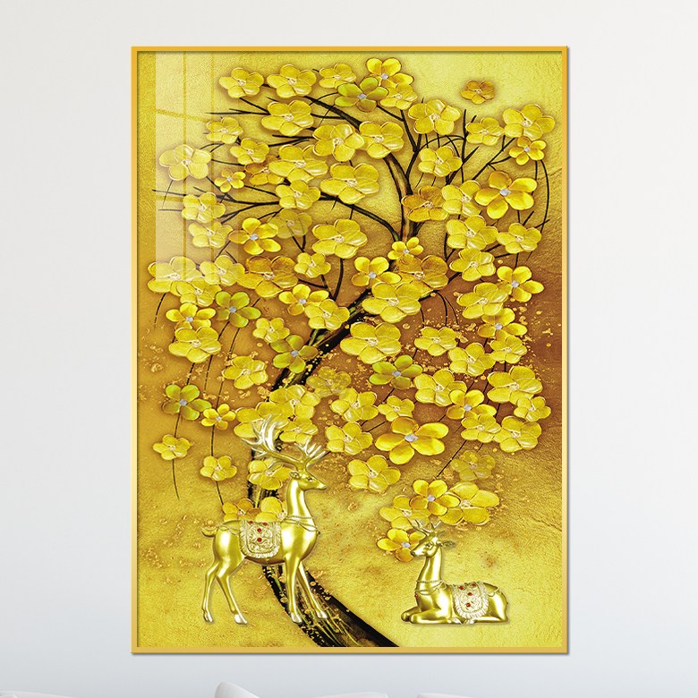 아트블루 돈 들어오는 황금 돈나무 코인 황금 사슴 추상화 풍수 인테리어 액자, [10]  황금꽃C_금배경_커플사슴 29,900원