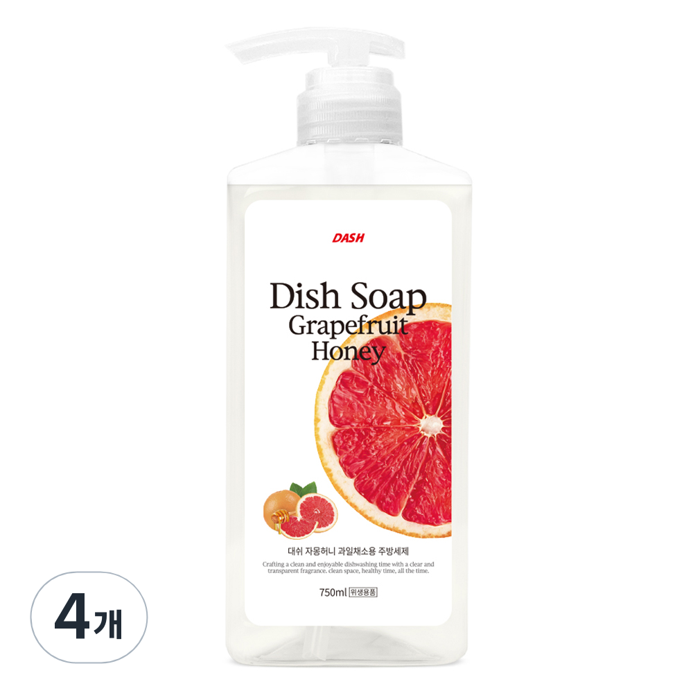 대쉬 자몽허니 과일채소용 주방세제, 750ml, 4개 29,160원